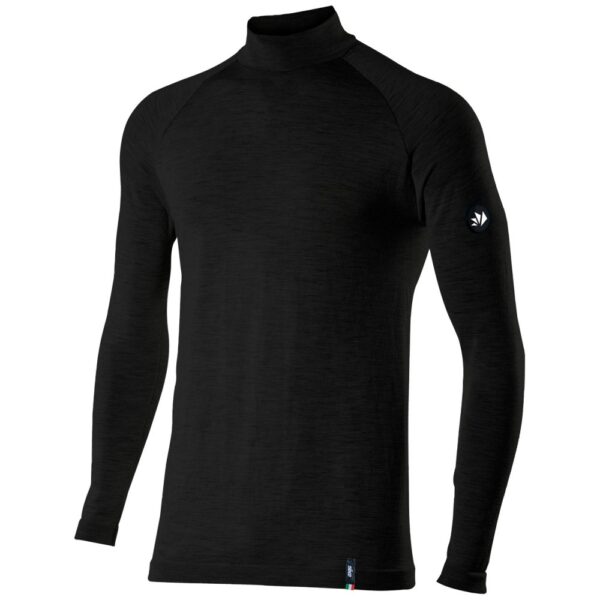 Maglia termica ciclismo lupetto maniche lunghe MERINOS WOOL Black